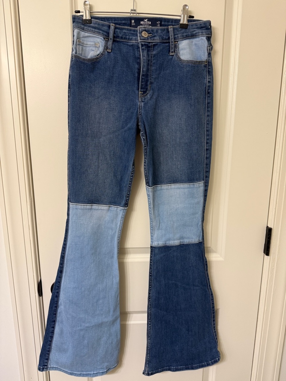 Hollister Contrast Patchwork Blue Flare Jeans